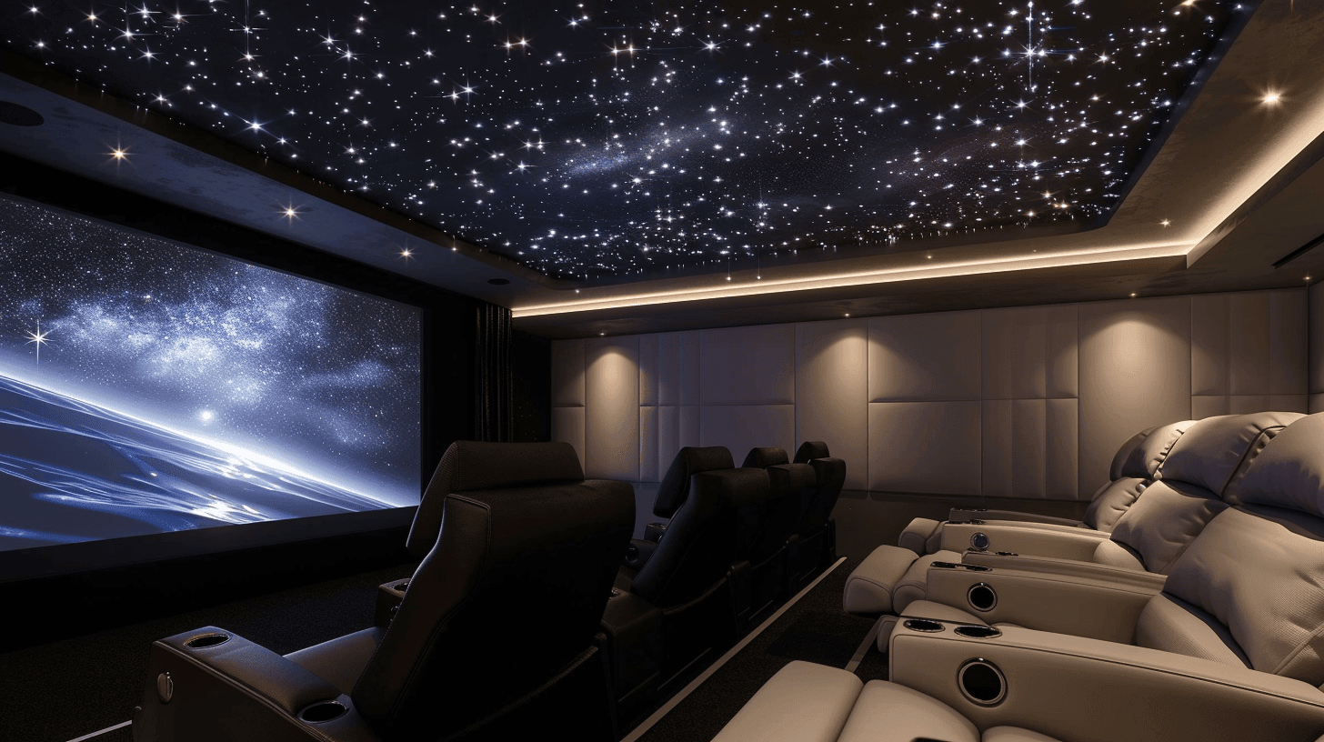 Starlight fiber-optic ceiling — dedicated theater room finish